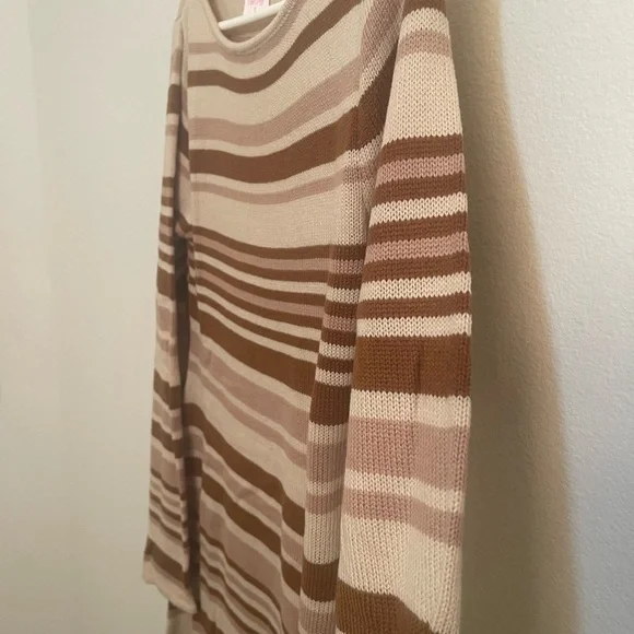 Pink & Brown Bell Sleeve Sweater Dress | Pink Lily - Picture 5 of 7